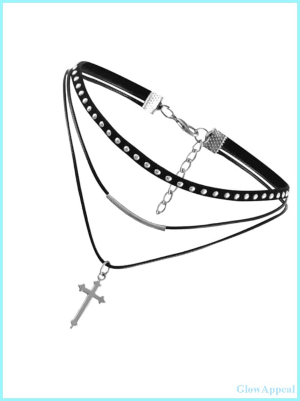 Gothic Velvet Rope Cross Rivet Choker Punk Collar Neckband Adjustable